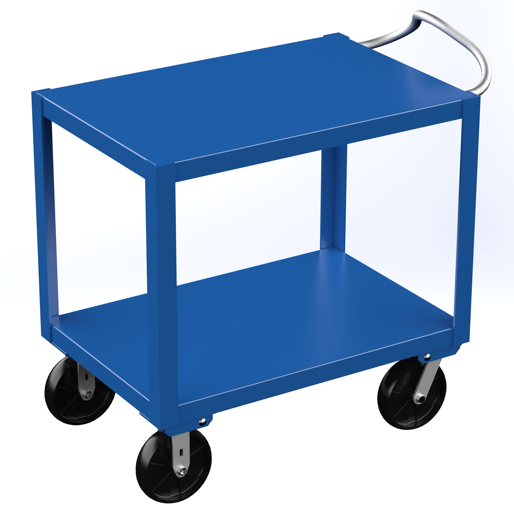 Vestil Steel Platform Cart — 24in. x 36in., Heavy-Duty, 4000-Lb. Capacity, Ergo Handle, GFN Casters, Blue, Model# DH-PH4-2436